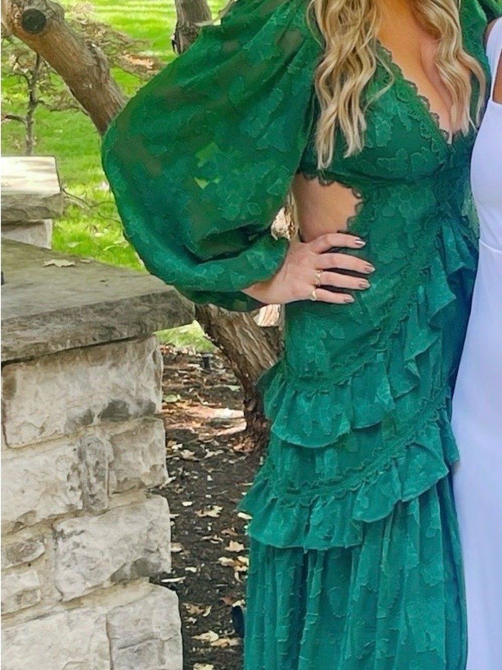 ASOS Emerald Green Lace Ruffle Maxi Dress - Picture 6 of 6